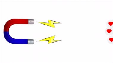 Mıknatıs seviyor çekiyor, sanat video illüstrasyon.