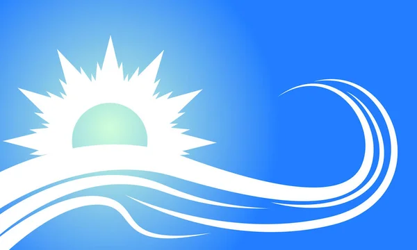 波と太陽の背景 — ストックベクタ