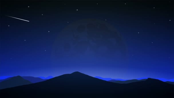 Comètes sur le fond de la pleine lune de nuit, illustration vidéo d'art .
