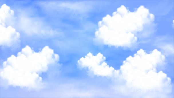 Λευκά Σύννεφα Στον Γαλάζιο Ουρανό Τέχνη Εικονογράφηση Βίντεο — Αρχείο Βίντεο