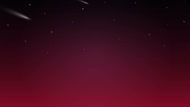 Comètes tombant dans le ciel rouge nuit, illustration vidéo d'art .