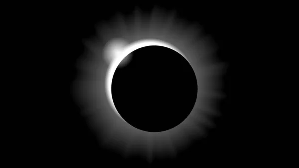 Solar eclipse in black and white style, vector art illustration.