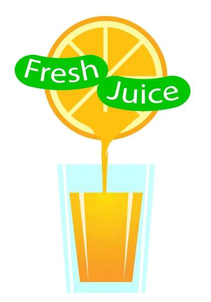 Glass Fresh Orange Juice Vector Art Illustration — Stock Vector