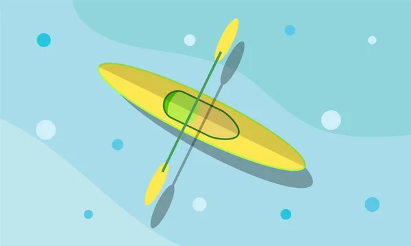 Canoë Kayak Dans Mer Design Plat Illustration Art Vectoriel — Image vectorielle