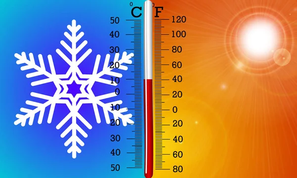 Concept Temperature Summer Winter Vector Art Illustration — Stock Vector