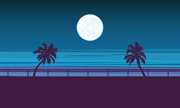 Paisaje Nocturno Frente Mar Ilustración Arte Vectorial — Archivo Imágenes Vectoriales