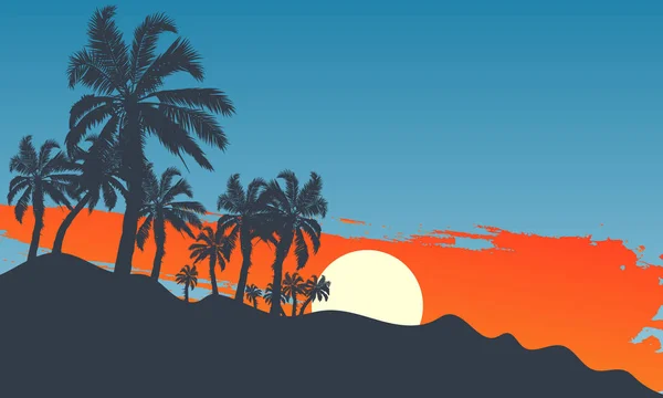 Palmy Wyspie Przeciwko Niebo Grafika Wektorowa Ilustracji — Wektor stockowy
