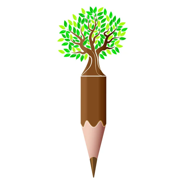 Albero Matita Logo Arte Vettoriale Illustrazione — Vettoriale Stock