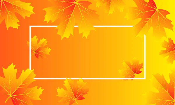 秋天背景与叶子和白色框架 矢量艺术插图 — 图库矢量图片