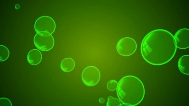 Yeşil bir arka plan üzerinde Sabun kabarcıkları, sanat video illüstrasyon.