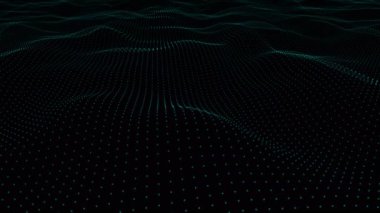 Sanal matris yeşil ızgara dalga, sanat video illüstrasyon.