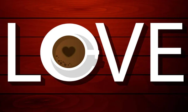Csésze Kávé Szerelem Szót Vektor Művészeti Illusztráció — Stock Vector