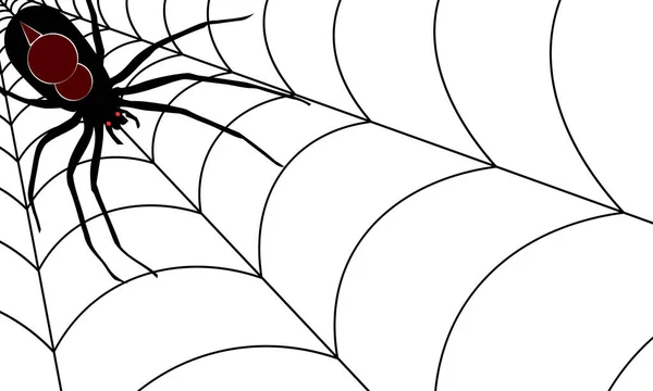 Araña Negra Web Ilustración Arte Vectorial — Vector de stock