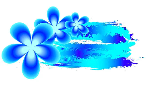 Blue Background Watercolor Tropical Frangipani Flowers Vector Art Illustration — Stock Vector
