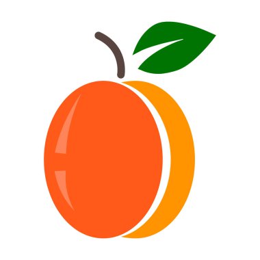 Düz Tasarımda Şeftali Simgesi, vektör eldeki illüstrasyon.