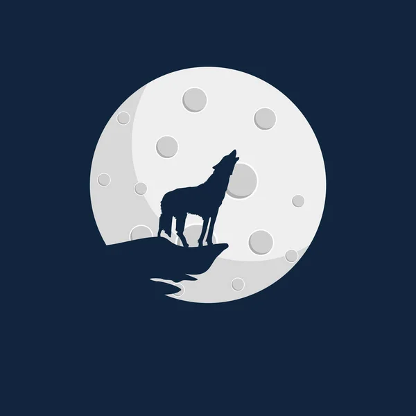 Wolf Howls Moon Vector Art Illustration — Stock Vector