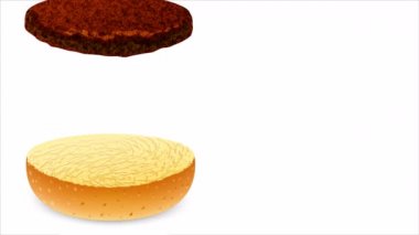 Fast food burger, patates kızartması, sanat videosu illüstrasyonu..