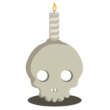 Kafatası yanan bir mum ile, vektör sanat çizimi.