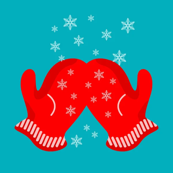 Winter Mittens Snowflakes Vector Art Illustration — Stock Vector