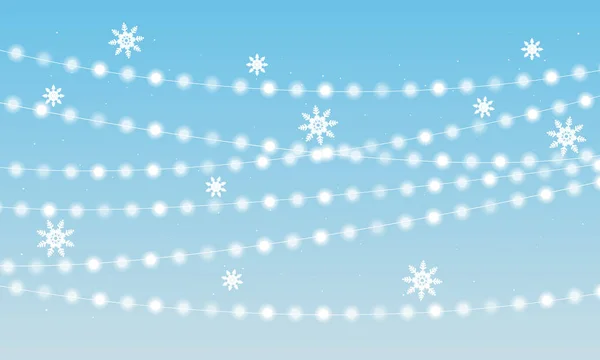 Caída Copos Nieve Guirnaldas Luminosas Ilustración Arte Vectorial — Vector de stock
