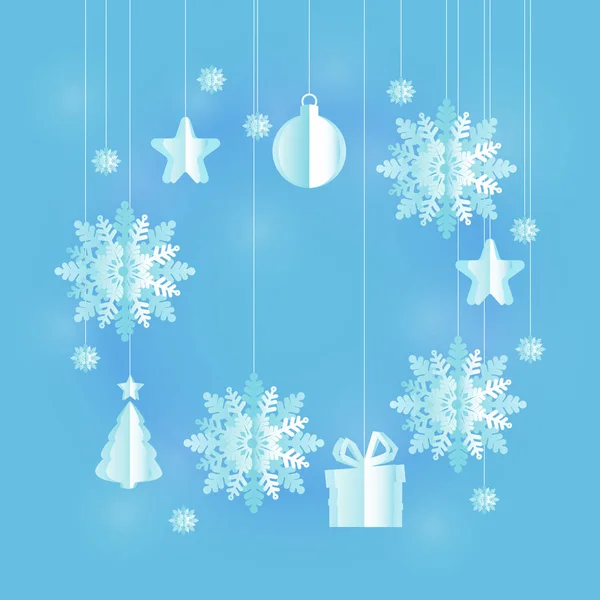 Origami Hanging Holiday Winter Decorations Vector Art Illustration — ストックベクタ