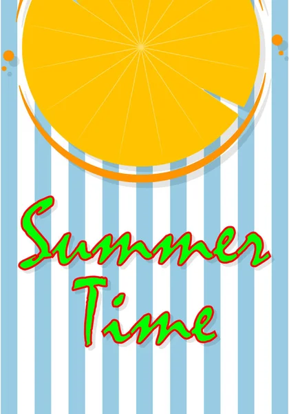 Cartão Hora Verão Com Laranja Ilustração Arte Vetorial — Vetor de Stock