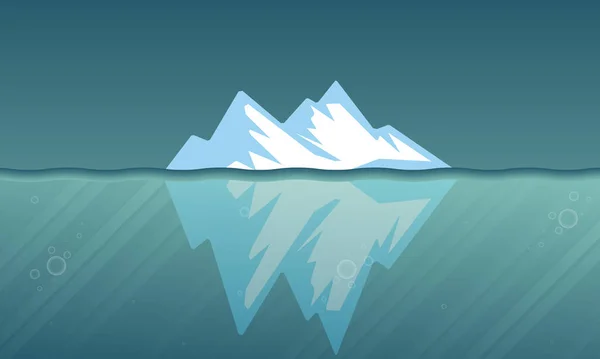 Oppervlakte Onderwater Ijsberg Vector Art Illustratie — Stockvector