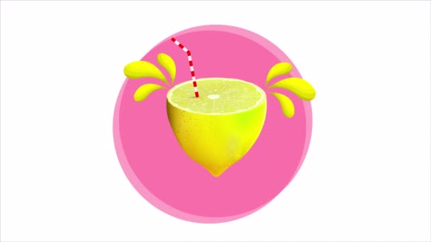 Lemon Straw Art Video Illustration — Stock Video