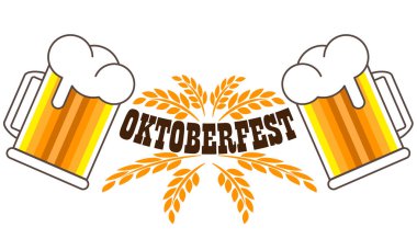 Oktoberfest bira festivali afişi, vektör sanat illüstrasyonu.