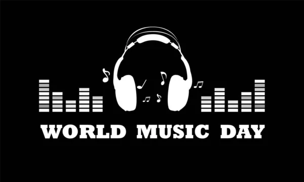 世界の音楽の日のためのヘッドフォンとイコライザー ベクトルアートイラスト — ストックベクタ