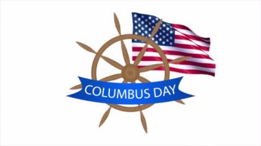 Columbus Günü için dümen, sanat videosu illüstrasyonu.