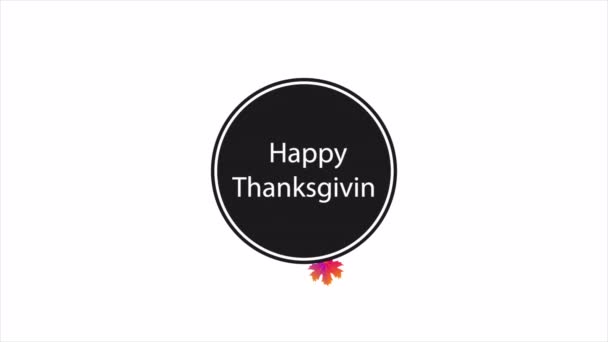 Круглая Наклейка Счастливого Дня Благодарения Художественная Видеоиллюстрация — стоковое видео
