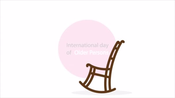 International Day Older Persons Rocking Chair Art Video Illustration — Stock Video