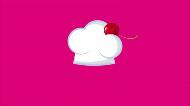 Kuchařský Klobouk Třešněmi Umělecké Video Ilustrace — Stock video