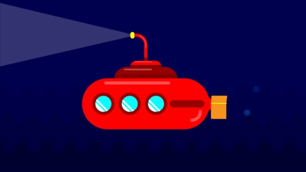 Submarine Dalam Desain Datar Gambar Video Seni — Stok Video