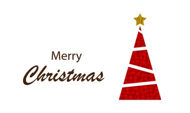 Üçgen kırmızı noel ağacı, vektör sanat çizimi.