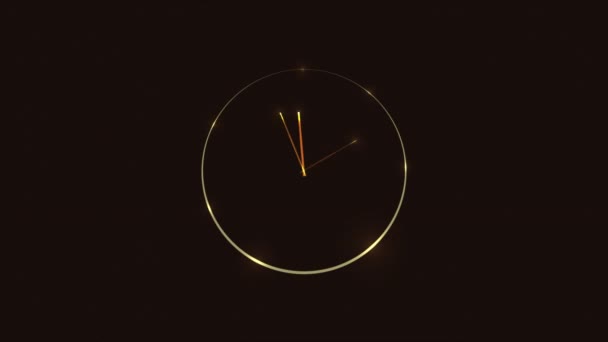 Reloj Oro Víspera Año Nuevo Ilustración Vídeo Arte — Vídeo de stock
