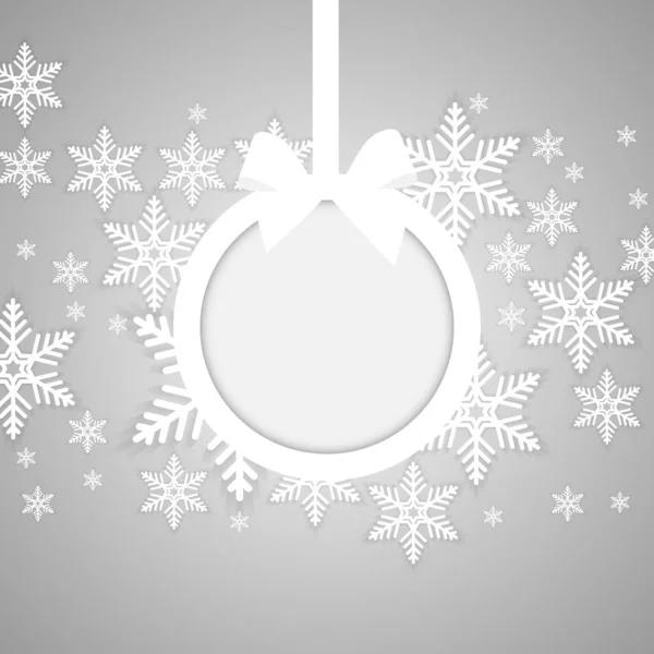 Sneeuwvlokken Met Papier Kerstbal Vector Art Illustratie — Stockvector