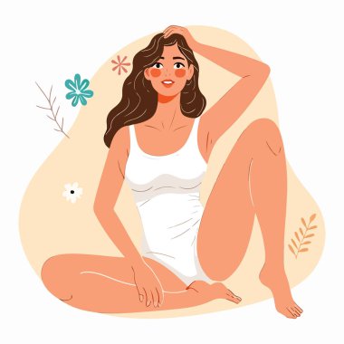 Self care beautiful woman, vector art illustration.
