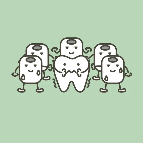 Tooth Feeling Cold Ice Sensitive Teeth Concept Dental Cartoon Vector — Stock Vector