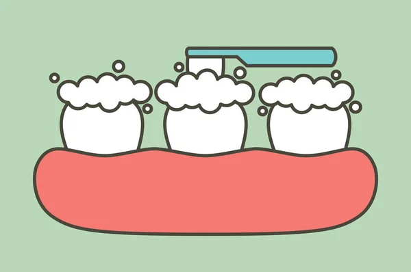 Spazzolatura Dei Denti Cartone Animato Dentale Vettore Stile Piatto Personaggio — Vettoriale Stock