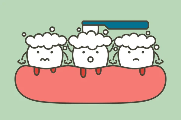 Tandenpoetsen Met Bloeden Tandvlees Tand Gingivitis Scheurbuik Concept Tandheelkundige Vector — Stockvector