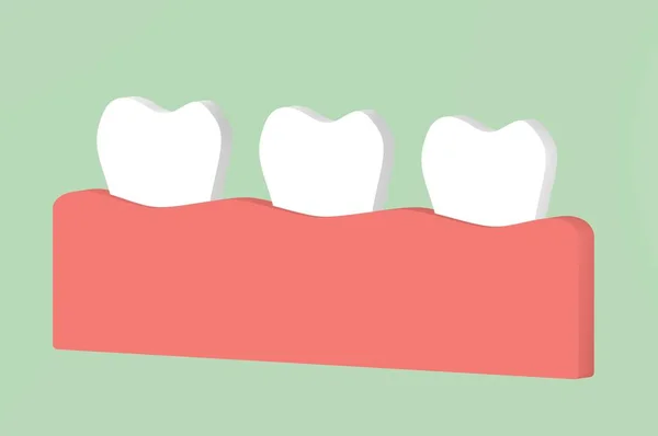 Zdrowy Ząb Dental Kreskówka Znaków Płaski Render Ładny Design — Zdjęcie stockowe