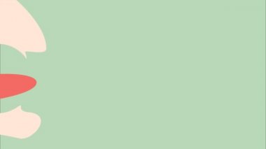 Portre yan görünüm açık ağız ve dil uçan tükürük, Not veya bağırma - diş çizgi film vektör düz stil ile render 2d görüntüleri animasyon, 4k ve Uhd ultra yüksek çözünürlüklü video formatı 3840 x 2160