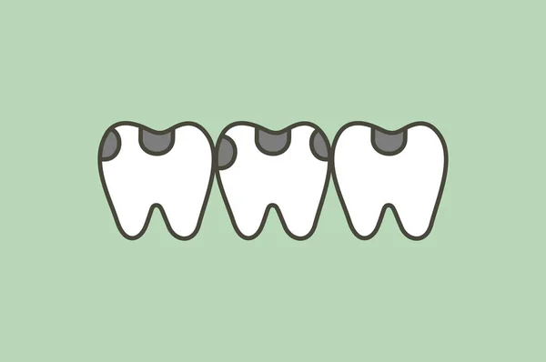 Carie Dentaire Caries Dentaires Dents Dessin Animé Vecteur Style Plat — Image vectorielle