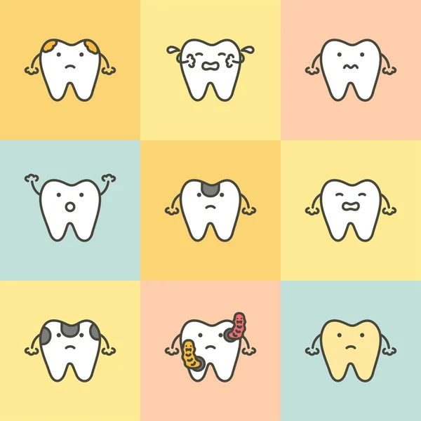 Σετ Οδοντιατρική Περίθαλψη Στοιχείο Για Την Έννοια Των Δοντιών Τερηδόνα — Διανυσματικό Αρχείο