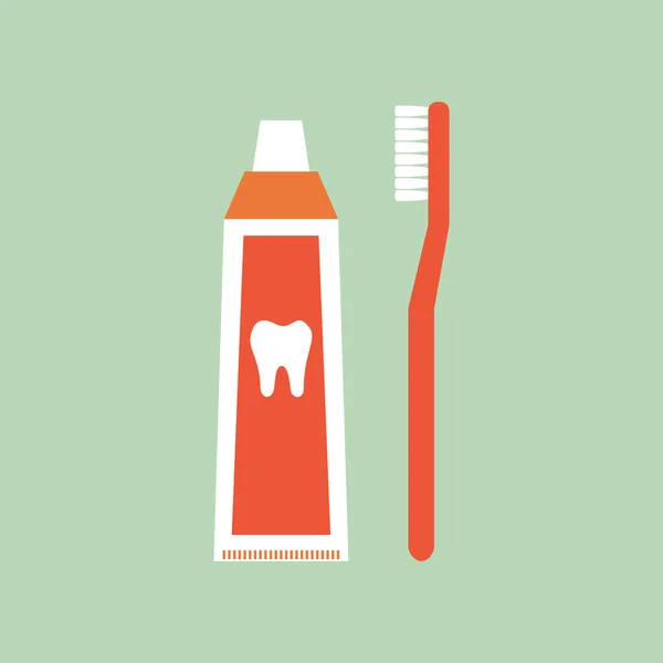 Manejar el cepillo de dientes con pasta de dientes para cepillarse los dientes — Archivo Imágenes Vectoriales