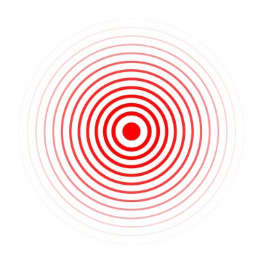 Acı Yoğunlaştırma Simgesi Kırmızı Şeffaf Çemberler, Ağrı kesiciler, Baş Ağrısı, Diş Ağrısı, Kas ve Mide Ağrısı ve daha fazlası için Ağrı Toplama Sembolü. Vektör illüstrasyonu
