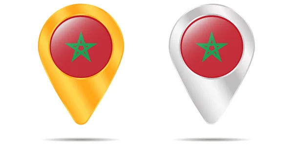 Mapa Pines Con Bandera Marruecos Sobre Fondo Blanco Ilustración Vectorial — Archivo Imágenes Vectoriales