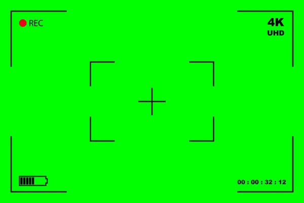 Yeşil ekran, kromakey arka plan. VFX hareket takip işaretleri olan boş yeşil bir arkaplan. Modern dijital kameraların ekranı. Klavye, grafik ve video efektleri için klavye